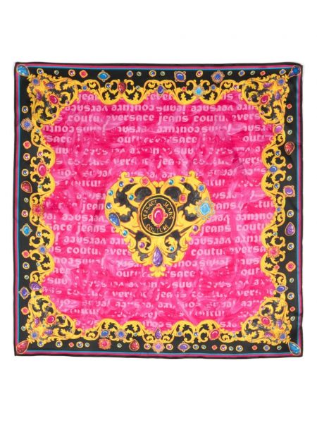 Echarpe en soie à imprimé de motif coeur Versace Jeans Couture rose