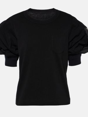Kokvilnas t-krekls džersija Sacai melns