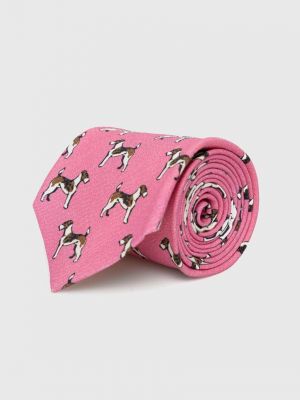 Różowy lniany krawat Polo Ralph Lauren