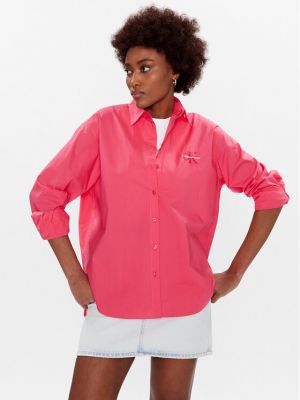 Relaxed дънкова риза Calvin Klein Jeans розово