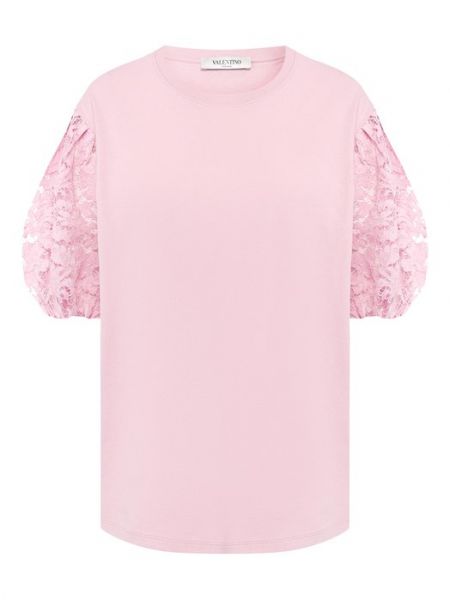 Хлопковая футболка Valentino, розовая