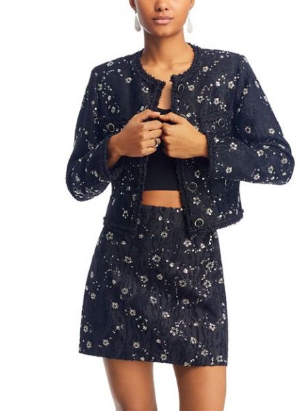 Пиджак Phoebe с цветочным принтом и бисером MILLY, Black