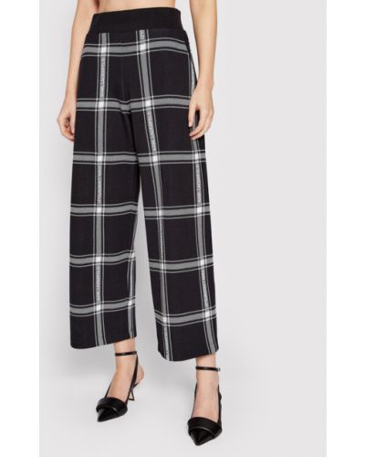 KARL LAGERFELD Pantaloni din material Check Printed 220W1032 Negru Relaxed Fit
