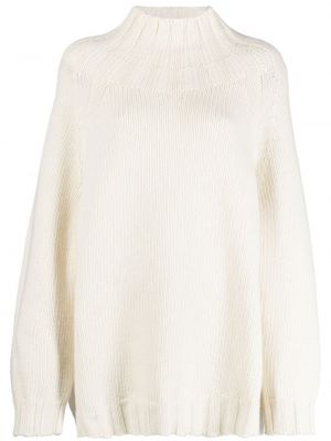 Vlnený sveter s okrúhlym výstrihom Aspesi biela