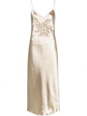 Saténové koktejlkové šaty Ralph Lauren Collection zlatá