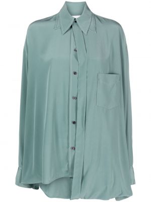 Oversize копринена риза Victoria Beckham зелено