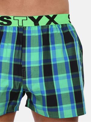 Kockované boxerky Styx zelená