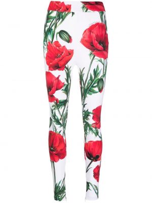 Leggings cu model floral cu imagine Dolce & Gabbana alb