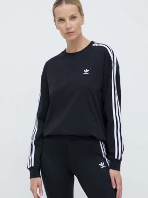Чорний смугастий лонгслів Adidas Originals