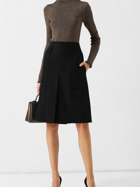 Однотонная юбка с карманами Bottega Veneta черная