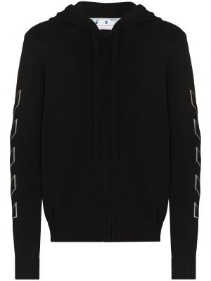 Strikket zip hettegenser Off-white