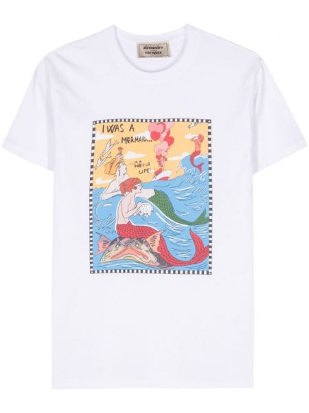 Kokvilnas t-krekls Alessandro Enriquez balts