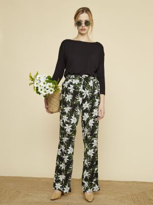 Květinové kalhoty Zoot černé