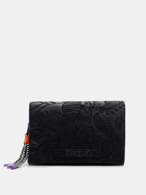 Bolsa de hombro con bordado de flores Desigual negro
