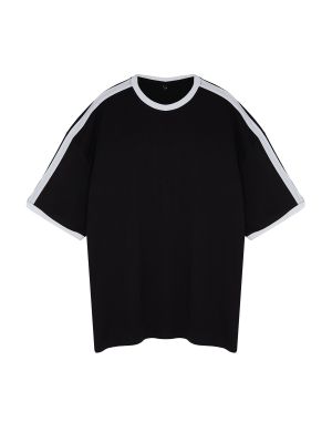 Oversized βαμβακερή μπλούζα Trendyol μαύρο