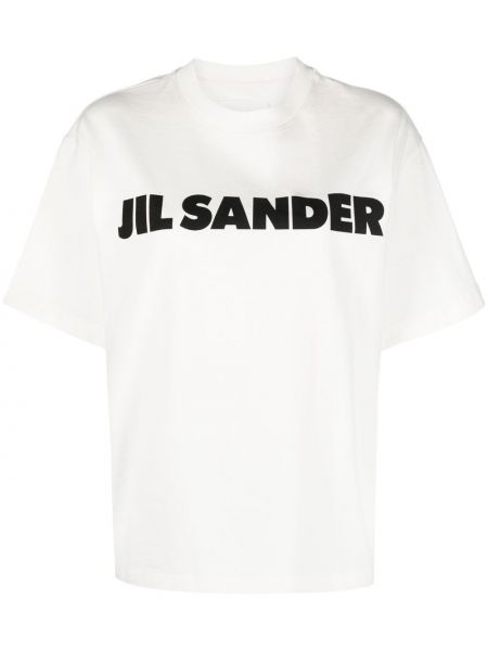 T-krekls ar apdruku Jil Sander balts