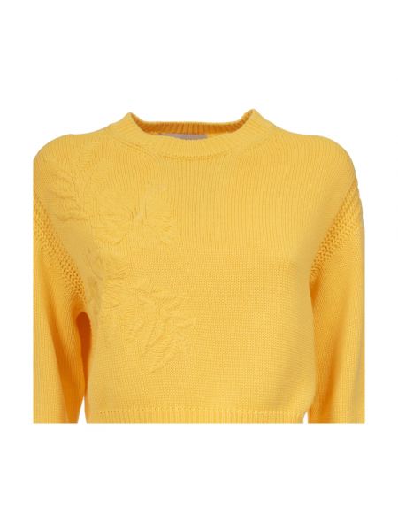 Jersey con bordado de algodón de flores Ermanno Scervino amarillo