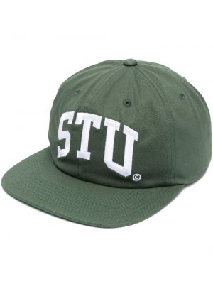 Haftowana czapka z daszkiem bawełniana Stussy zielona