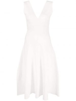 Μίντι φόρεμα με λαιμόκοψη v P.a.r.o.s.h. λευκό
