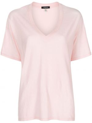 Тениска с v-образно деколте R13 розово