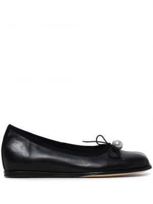 Usnjene nizki čevlji z lokom Simone Rocha črna