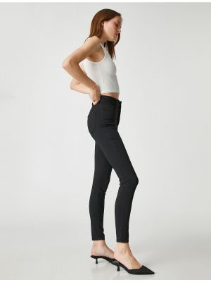 Jeansy skinny z wysoką talią slim fit z kieszeniami Koton czarne