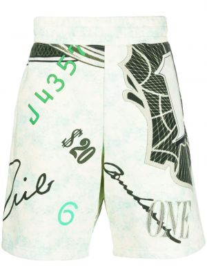 Shorts de sport en coton à imprimé Moschino vert