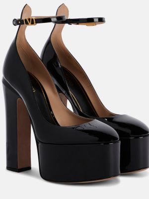 Кожени полуотворени обувки на платформе Valentino Garavani черно