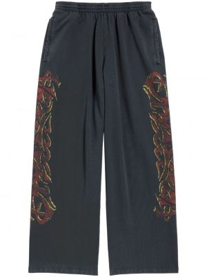 Pantalon de joggings en coton à imprimé Balenciaga noir