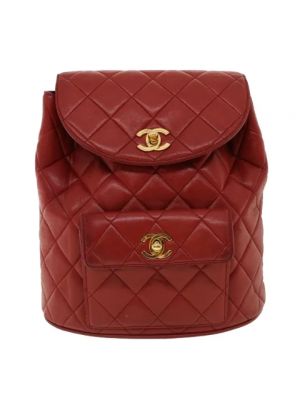 Plecak skórzany retro Chanel Vintage czerwony