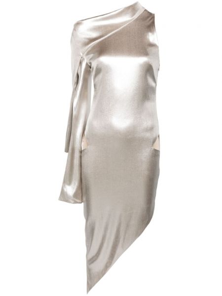 Asymetrické midi šaty Genny stříbrné