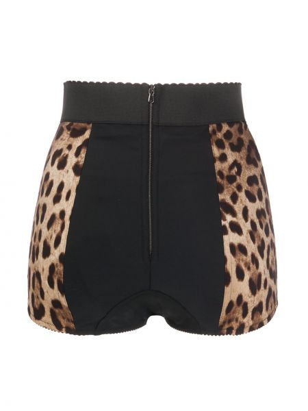 Pantalon culotte taille haute à imprimé à imprimé léopard Dolce & Gabbana marron