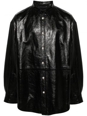 Δερμάτινο παλτό Acne Studios μαύρο