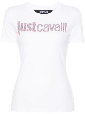 Marškinėliai su kristalais Just Cavalli balta