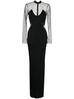 Dlouhé šaty se síťovinou Tom Ford černé