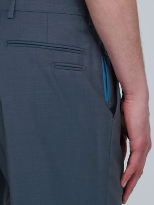 Vlněné klasické kalhoty Prada modré