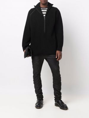 Jersey con cremallera de punto de tela jersey Yohji Yamamoto negro