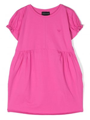 Kirjonta suora mekko tytöille Emporio Armani Kids pinkki