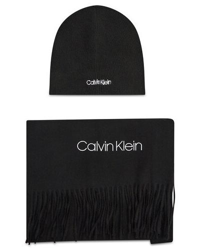 Gyapjú gyapjú sál Calvin Klein fekete