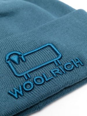 Haftowana czapka Woolrich niebieska