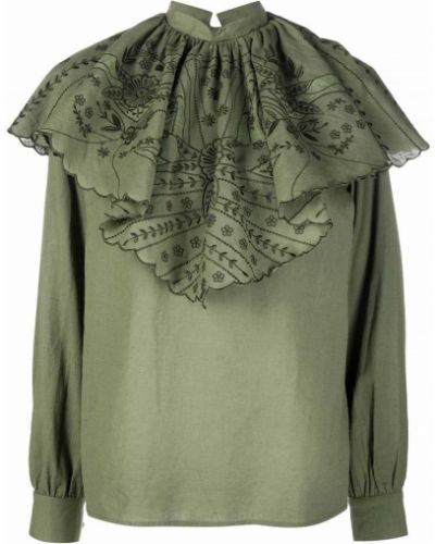 Блуза бродирана на цветя Etro зелено