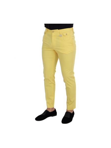 Pantalones chinos slim fit de algodón Dolce & Gabbana amarillo