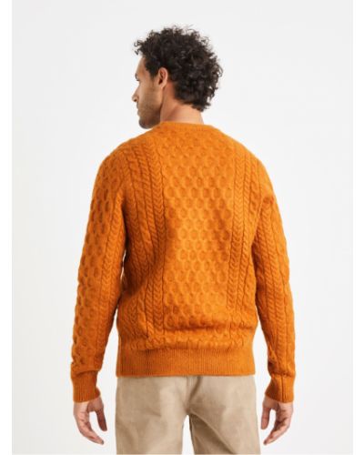 Pletený pletený sveter Celio oranžová