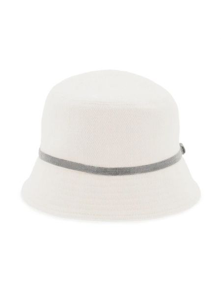 Biała haftowana czapka Brunello Cucinelli