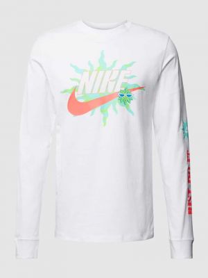 Koszulka z nadrukiem z długim rękawem Nike biała
