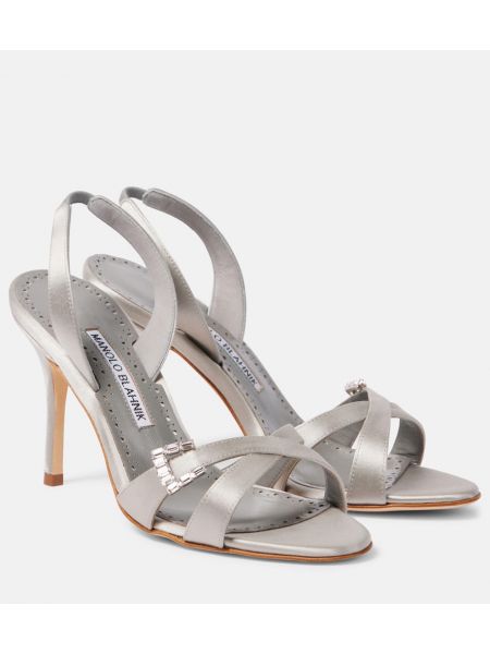 Slingback satiini sandaalit Manolo Blahnik musta