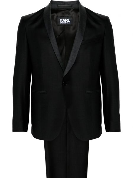 Volnena ukrojena obleka Karl Lagerfeld črna
