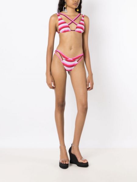 Gestreifter bikini mit print Amir Slama pink
