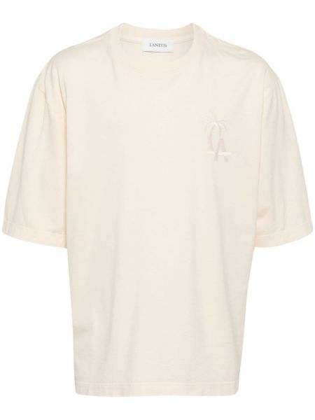 Памучна тениска бродирана Laneus бяло