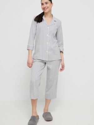 Памучна пижама Lauren Ralph Lauren сиво